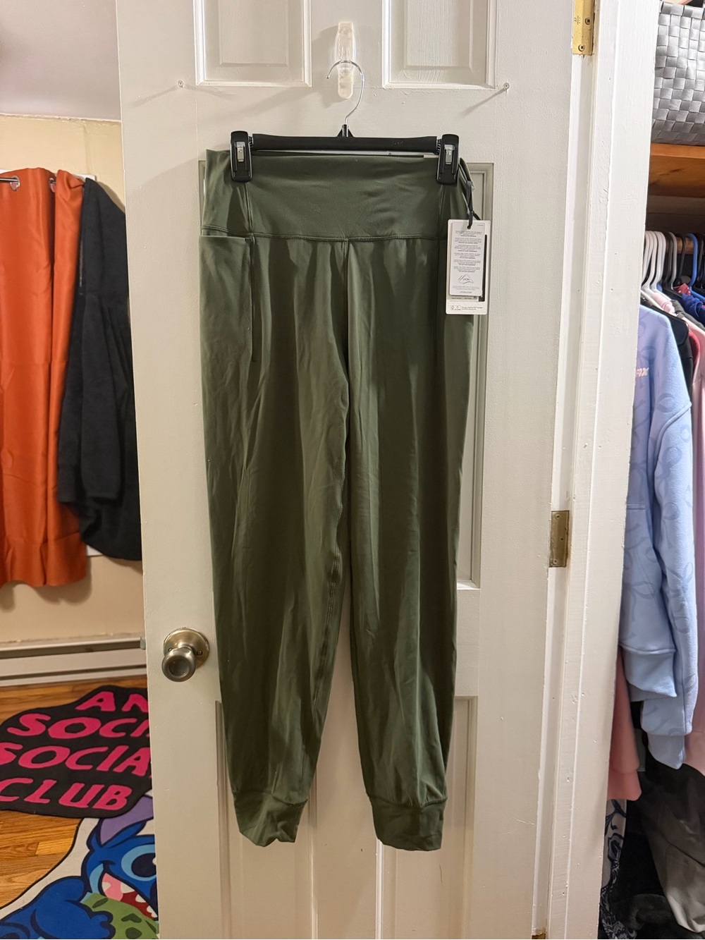High-Rise Olive Green Athletic Joggers